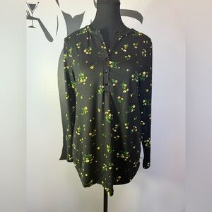 Elegant Black Floral Button Down Shirt